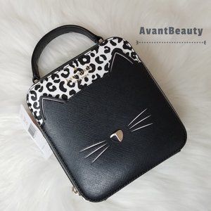 Kate Spade New York Meow Cat Vanity Crossbody Clutch Handbag Crossbody Black